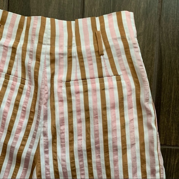 FRAME Pleated Pink Striped High Waisted Shorts Copper Multi Sz 2 - Picture 8 of 10